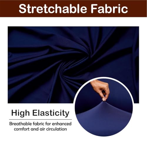 Image of Eleganta Stretch Boss Office Chair Cover Printed Computer Chair Covers with Armrest Cover Universal Removable Spandex Rotating Chair Slipcovers Soft Desk Chair Seat Protector Navy Blue (Pack of 2)
