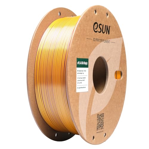 Image of eSUN Silk Magic PLA Filament 1.75mm, Shiny Silk Dual Color Co Extrusion 3D Printer Filament, 1KG (2.2 LBS) Spool 3D Printing Color Change Filament for 3D Printers, Purple Gold