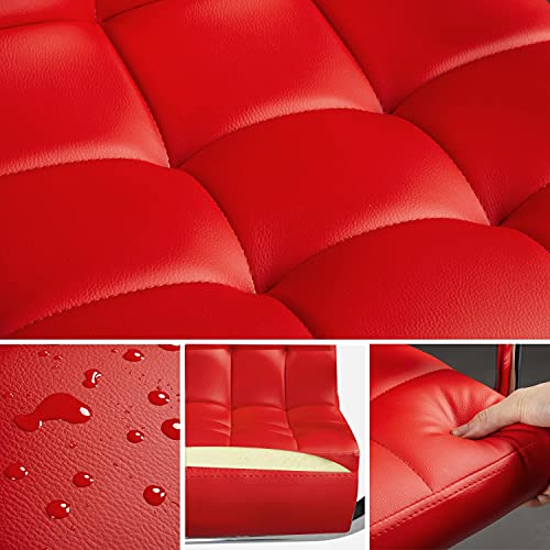 Yaheetech Tall Bar Stools Set Of 2 Modern Square Pu Leather Adjustable Barstools Counter Height Stools With Arms And Back Bar Chairs 360 Swivel Stool, Red #TOP4