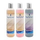 Banisan 3er Set Badezusätze Lavenda, Ginger, Exotic, Aromatherapie 3x 250 ml, ergiebig, nicht schäumende Rezeptur, speziell für Whirlpools, perfektes Geschenk zu jedem Anlass, verwöhnt die Sinne
