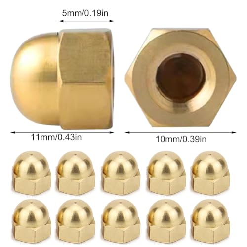 Beatific 10 Stück M6 Messing Sechskant Hutmutter, Messing Kuppelkopf Kappen, Gewindestange & Gewindebolzen, Hutmuttern für Schrauben für Schutz Im Innen und Außenbereich