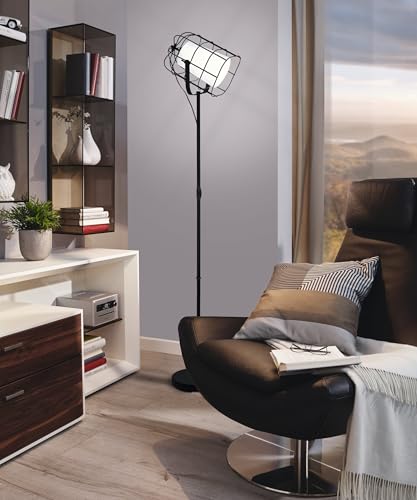 Lámpara de pie para salón con interruptor y pantalla textil Bittams E27 2