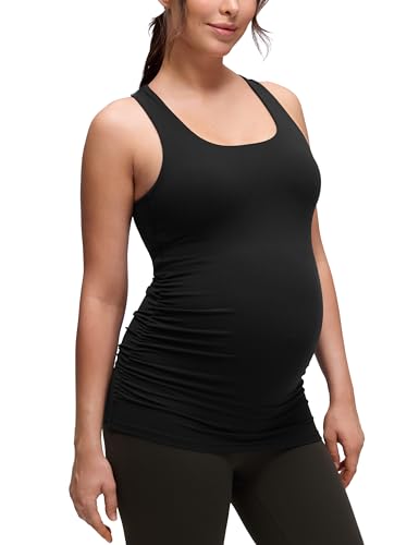 CRZ YOGA Butterluxe Maternity Racerback Tank Tops - Ruched Sleeveless Womens Pregnancy Yoga Workout