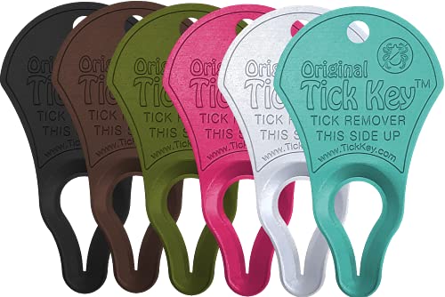 The Original Tick Key Tick Removal Device - Portable, Safe And Highly Effective Tick Removal Tool - Assorted Colors 6 Pack #TOP1