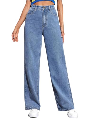 Image of Glossia Denim Baggy Jeans for Women | Stretchable High Waist Straight Fit Jeans for Women | High Rise Stretch Denim | Loose Fit Plus Size Denim (Sizes - 24 to 44) WJ51-1205-$