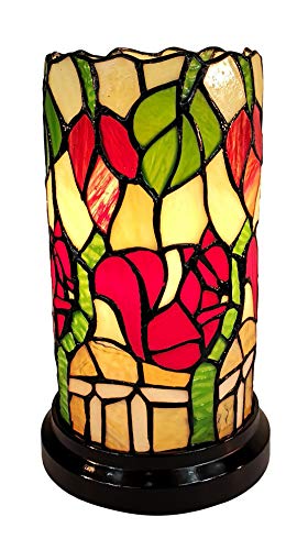 Tiffany Style Accent Lamp 10" Tall Stained Glass White Yellow Dragonfly Rose Vintage Antique Light Décor Nightstand Bedside Living Room Bedroom Gift Am092Accb Amora Lighting #TOP2