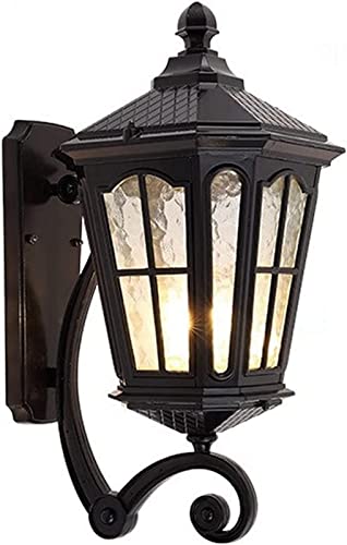 Lanterne d'extérieur en verre retro MESKEL applique noire en aluminium étanche pour jardin