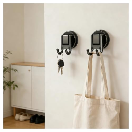 Ventouse à double crochets en acier au carbone x2 pour rangement sans perceuse