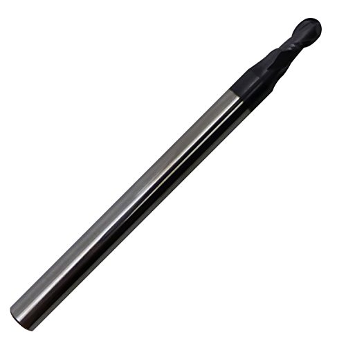 Bestoon R1.5mm Ball Nose End Mills HRC55 Coated Carbide Cutting Tools 2 Flutes Tungsten Steel Milling Cutter CNC Milling Cutter (R1.5X4X50L-2F)