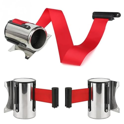 Barrière de ruban rétractable murale noire en acier inoxydable 3m