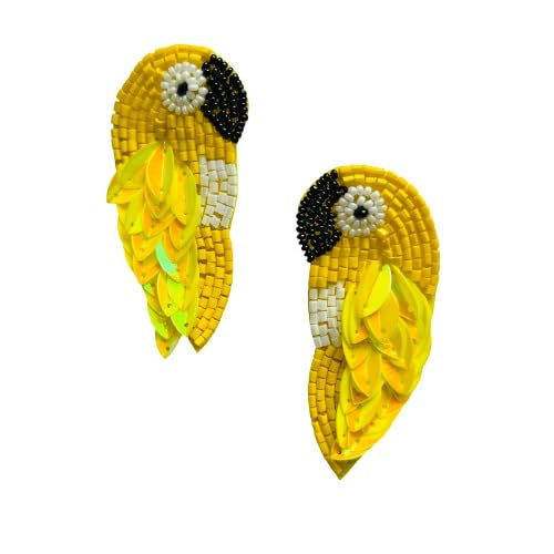 Tarpan Handcrafted Beaded Parrot Earrings (Yellow) (B0DFV4JQ48) Amazon Price History, Amazon Price Tracker