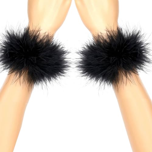 2Pcs Feather Wristbands, 9.65inch Soft Feather Wrist Slap Bracelet Cuffs, Snap Ring, Circle Slap Wrist Decoration Cuffs for Party Decoration