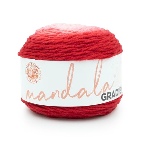 Lion Brand Yarn Mandala Gradient, hilo multicolor para tejer, ganchillo y manualidades, rojo, 1 paquete
