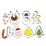 [Cortador De Galletas De Navidad De 10 Piezas] - selecciona cuidadosamente 10 accesorios para hornear moldes para galletas de Navidad populares y hermosos, puedes usarlo aumentar el ambiente festivo.