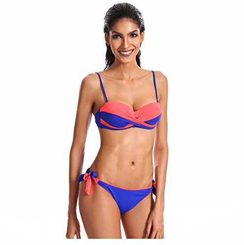 Kehuashina Traje de baño Ssxy de Las Mujeres 2pcs Traje de baño de la Moda Ropa de Playa Ocasional Sistemas de la Ropa Interior Colores Mezclados