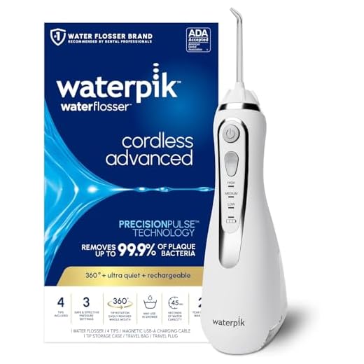 Waterpik Irrigador Dental Eléctrico con 3 Posiciones de Control del Agua a Presión con Cargador USB, Eliminación de Placa Dental óptimo para Viajar y para Baños Pequeños, Blanco (WP-580EU)