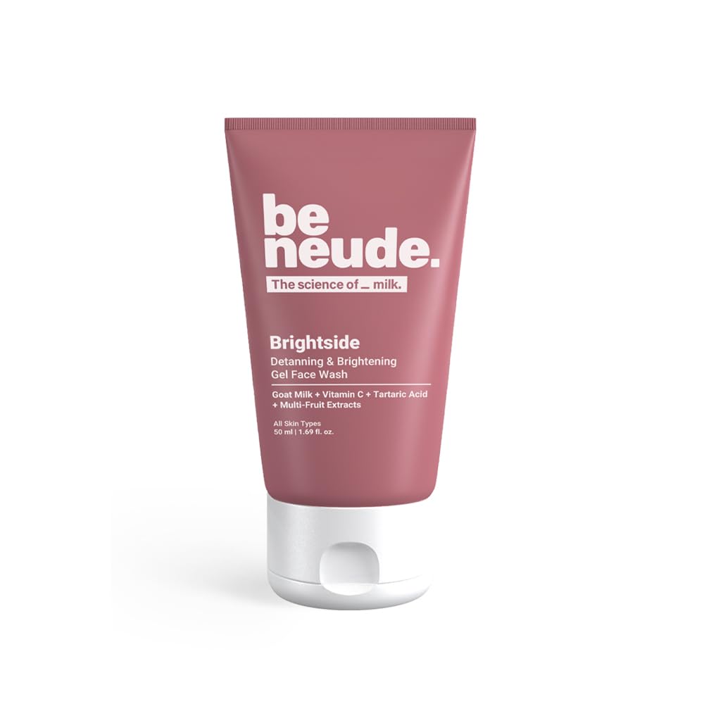 Neude Brightside 50ml Detan & Brightening Gel Face Wash with Goat Milk, Vitamin C & Tartaric Acid for Dark Spot Removal, Pigmentation & Glow, Face Wash for Men & Women-image-32