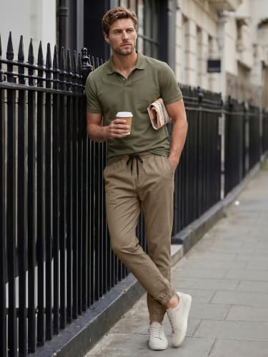 Image of JMIERR Mens Cotton Stretch Joggers Casual Twill Athletic Track Pants