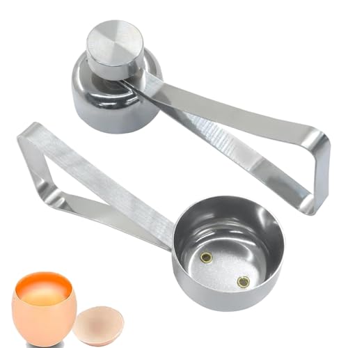 ZORVYN Abridor de Huevos de Acero Inoxidable Cortador de Cáscara para Huevos Crudos/Suaves/Duros (Plata)