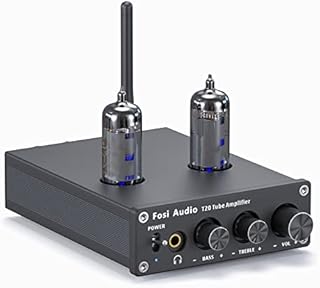Fosi Audio T20 Bluetooth Tube Amplifier Headphone Amp Support aptX and aptX HD Stereo Receiver 2 Channel Class D Digital Mini Hi-Fi Power Amp for Home Passive Speakers with 6J4 Vacuum Tubes