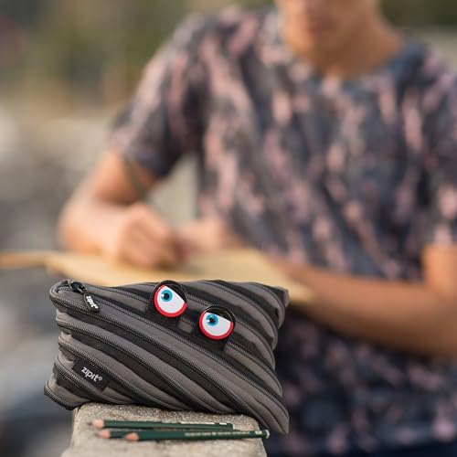 Image of ZIPIT Wildlings Large Pencil Case for Kids, Cute Zipper Pouch for Boys Girls and Teens, Stationery Bag for School ,Black