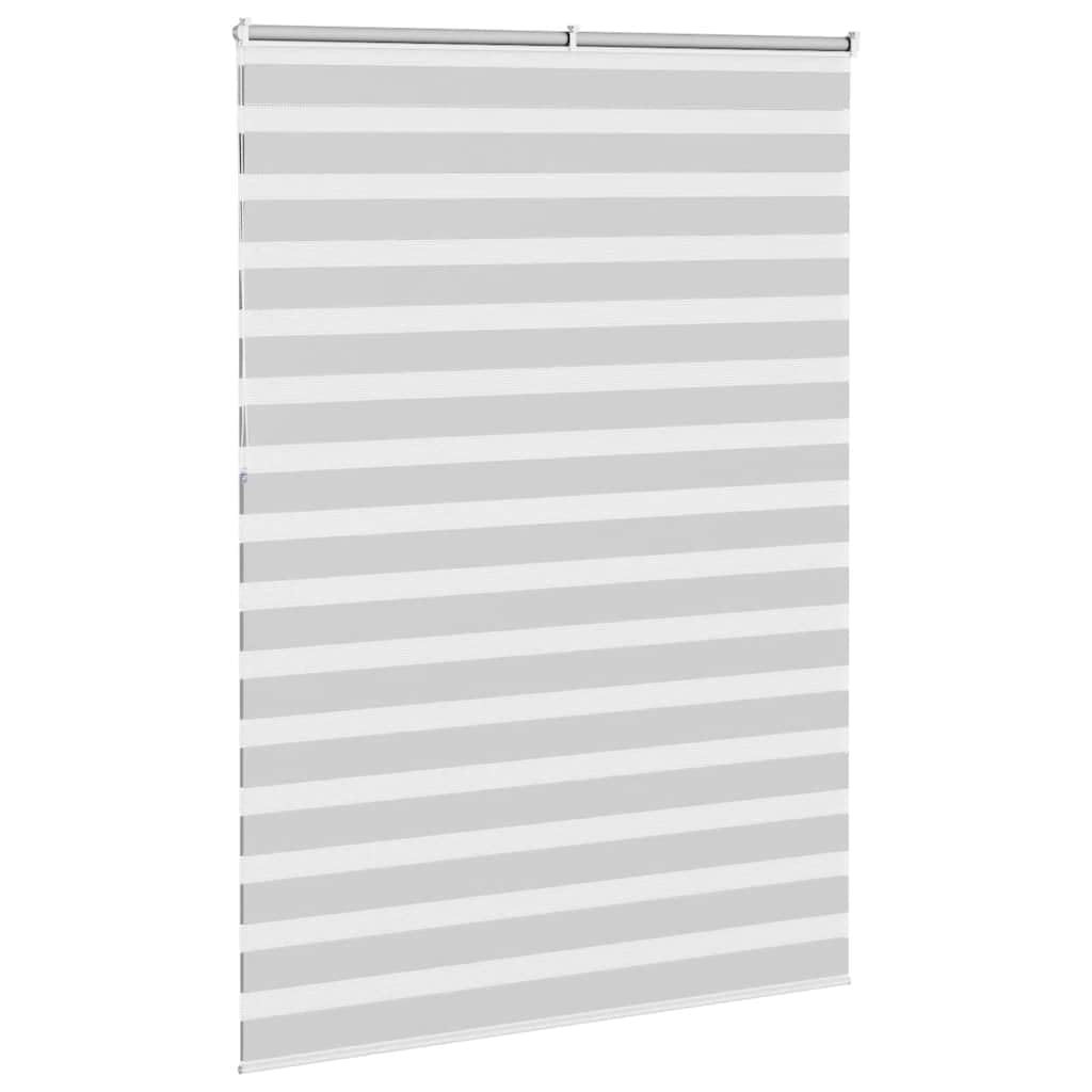 Tenda a rullo zebrata, grigio chiaro, 155 x 230 cm, poliestere | Doppio strato traslucido e opaco, montaggio con viti o senza foratura, catena regolabile, facile da pulire