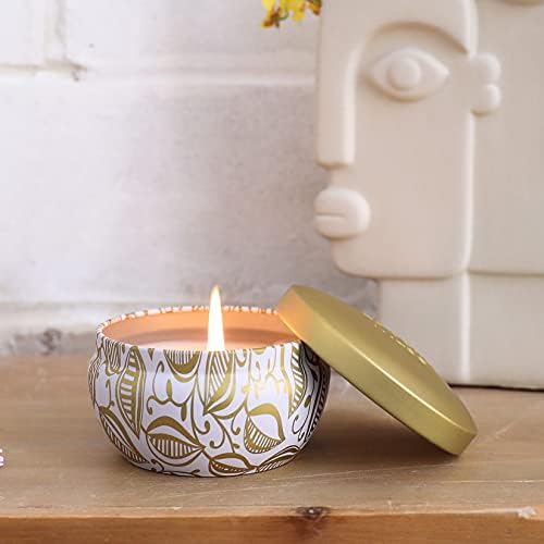 Scented Candles Vanilla Coconut, Gold Travel Tin Aromatherapy Candle Gift Scented Candle Gift for Women