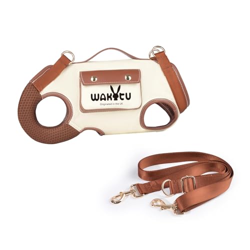 Wakytu Hundegeschirr,Tragehilfe Hund Treppe Tragegeschirr,Hundetasche für kleine Hunde verstellbare gepolsterte atmungsaktive Riemen Bequem und Modisch （M,Beige）