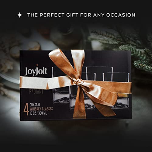 Joyjolt Everyday Whiskey Glasses - 10Oz Old Fashioned Glasses, Set 4 Crystal Scotch Glasses, Rocks Glass, Bourbon Glasses, Liquor Glasses, Cocktail Glasses Set #TOP6