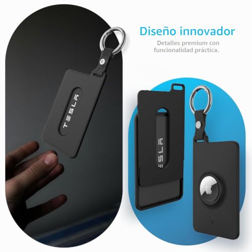 Funda tarjeta Tesla anti pérdida TUDIA con compartimento para AirTag 4