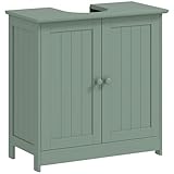 HOMCOM Under Sink Bathroom Cabinet, Pedestal Sink Storage Cabinet with 2 Doors, Shelf and U-Shape, Dark Green