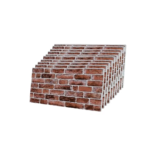 Izodekor - Lot de 10 panneaux muraux 3D en polystyrène imitation pierre - Pour cuisine, salle de bains, balcon, chambre à coucher, salon, mur arrière de cuisine et terrasse - Brun doré