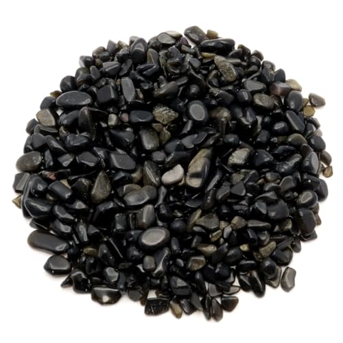 [GOLD STONE] オブシディアン さざれ石 100g ゴールデンシャイン 黒曜石 サイズ小