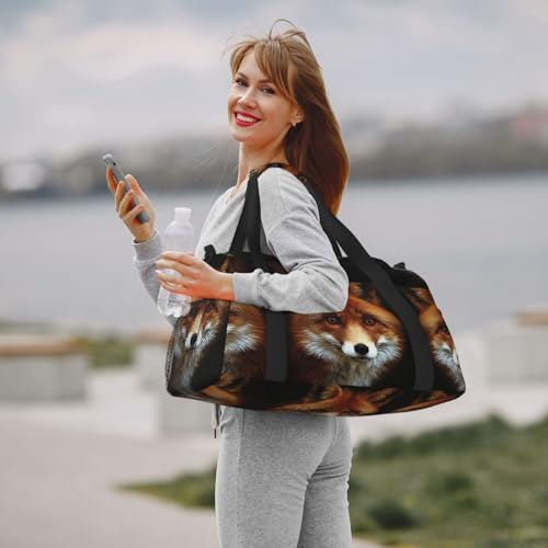 Sac de week-end imprimé FOX2 pour femmes noir taille unique