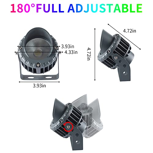 RSN LED Outdoor Spotlight 18W RGB Color Changing LED Landscape Lights COB Led Spotlights Waterproof Garden Lights with Remote Controller for Tree,Flag,Wall,Lawn - Image 4