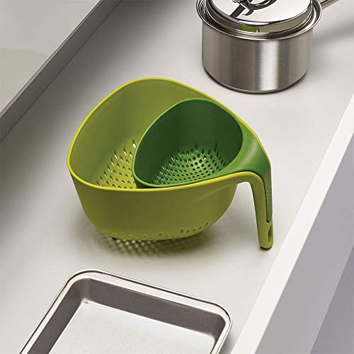 Joseph Joseph Nest Colanders Stackable Set With Easy-Pour Corners And Vertical Handle, 2-Piece, Green #TOP1
