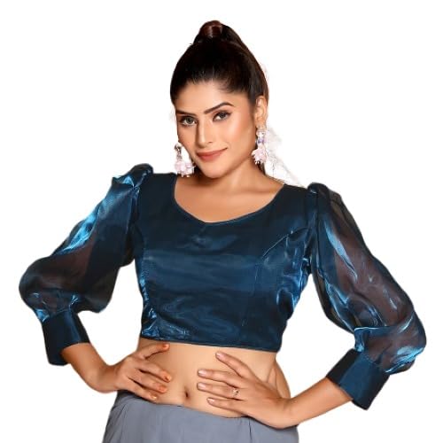 9 Beautiful Blouse Back Neck Designs for Hariyali Teej 2026 18 Women's Sweetheart Neck Readymade Long Balloon Sleeve Jimmi Choo ...