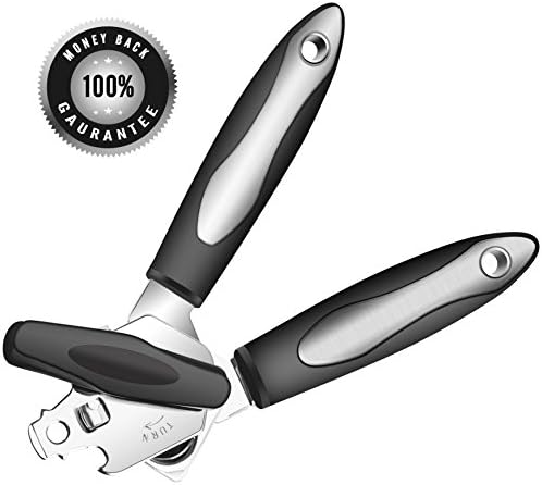 Can Opener, Manual Can Opener Smooth Edge with Sharp Stainless Steel Comfortable Ergonomic Handle Round Knob Easy to Operate in Kitchen