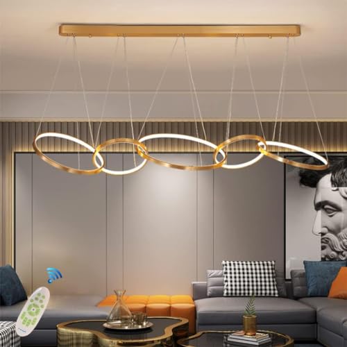 Lustre hauteur réglable en anneaux d'aluminium au design contemporain épuré