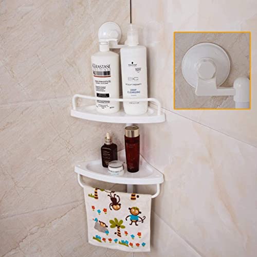 Toallero de baño blanco con estante de ventosa doble capa 5