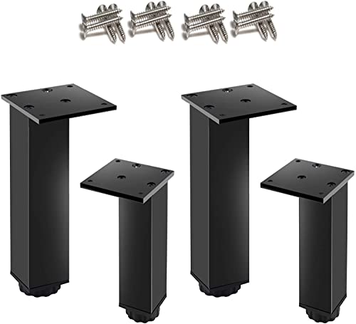 4ピース 金属製 高さ調節可能 テーブル脚 頑丈なサポート脚 アルミ合金製 家具脚 DIY 家具テーブルと椅子 ネジ付き ブラック 35cm(13.8インチ)