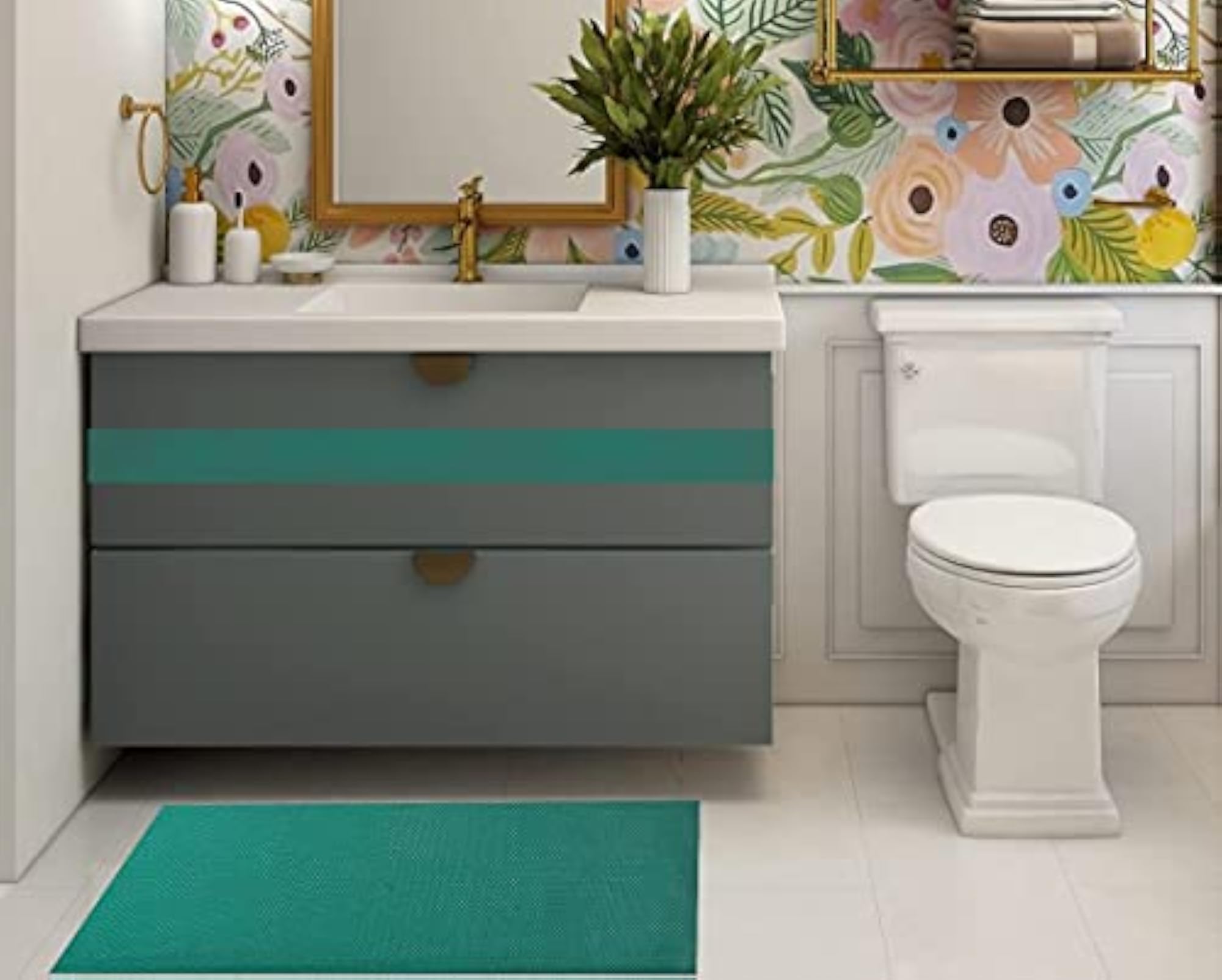 Decorative Rubber Bath Mat, 4 x 6 Feet