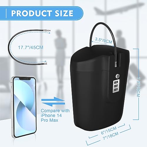 Coffre-fort de voyage et de plage portable antivol noir à code - 7