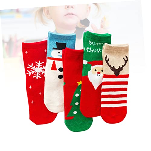 LIFKOME Christmas Warm Socks for Kids 5 Pair Set Kids Winter Socks Christmas Theme Comfortable Fashionable3