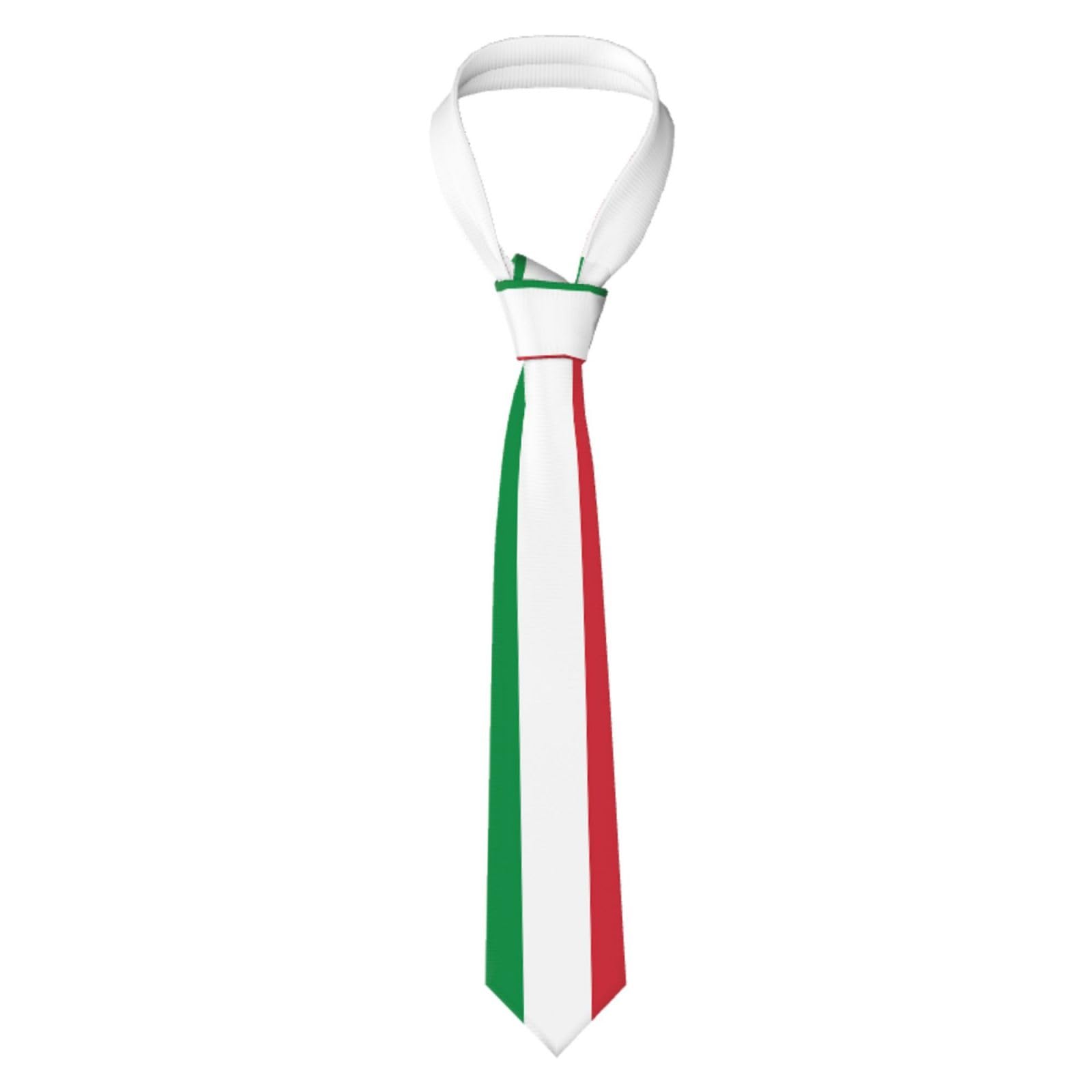 JxWCher Classic Men's Necktie Satin Ties Business Suit Accessory Oregon State Flag Print Casual Tie for Wedding Party, Italian Flag, One Size