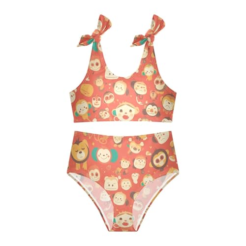 KLL Monkey Red Girl 2 Piece Bikini Sets Quick-Dry Swimming Swimwear Bathing Suit3