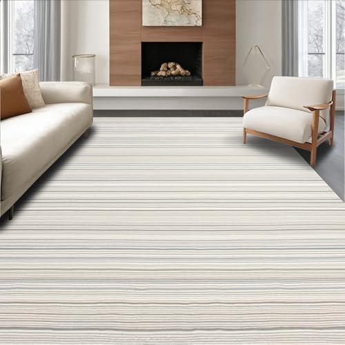 ODIKA Ultra Soft Area Rug 8x10, Subtle Textured Linear Woven,
