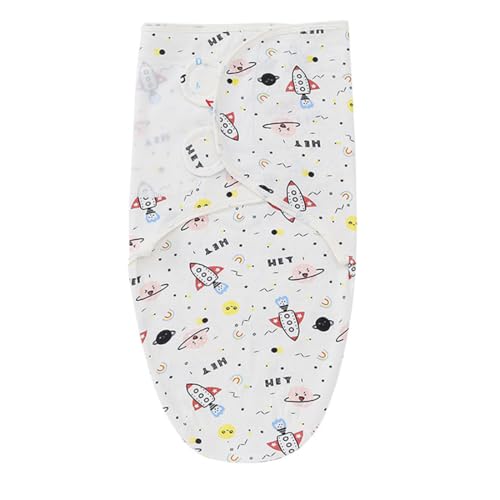MLRUQRX 1 Saco De Dormir Bebe Algodón 100% Transpirable 0 3 Meses, Estampado De Cohetes Espaciales, Ayuda Al Sueño, Tamaño 73X50Cm