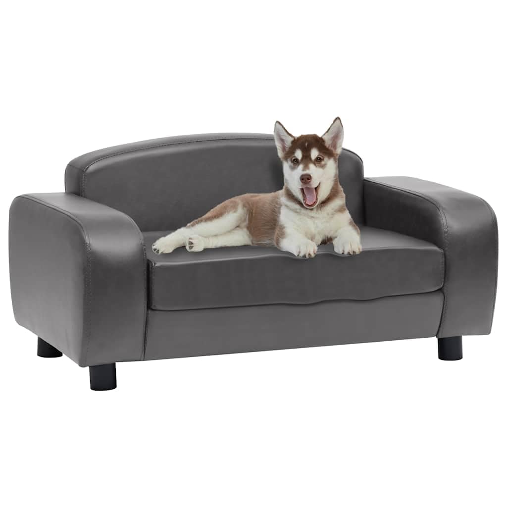 vidaXL Hundesofa Grau 80x50x40cm Kunstleder Hundecouch Hundebett Haustiersofa