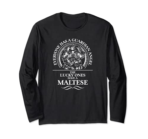 Proud Maltese Guardian Angel dog saying Long Sleeve T-Shirt, Black